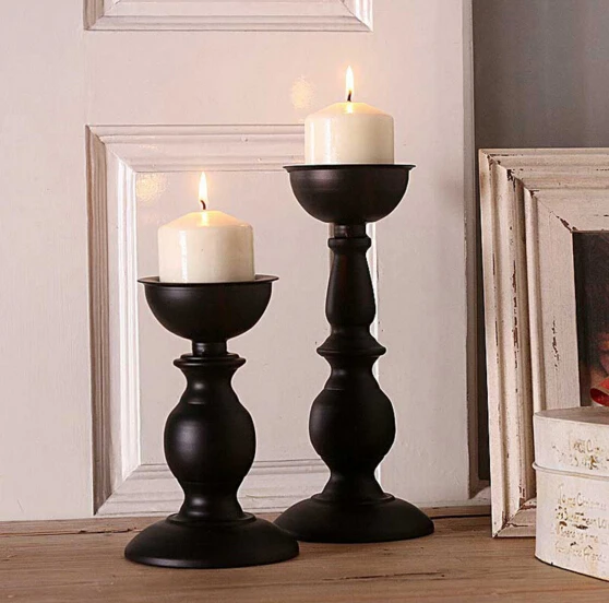 1PC Gentel Times Metal Black Candlestick Dish Candle Holders Candelabra