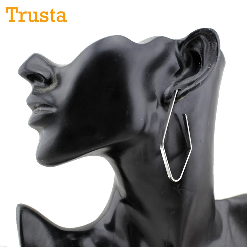 Trusta 1 пара оптовая продажа лот 2017 Женская модная серебряная серьга 2 &quotX 3&quot
