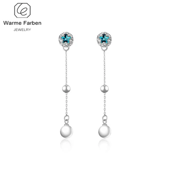 

Women Drop Earrings Crystal from Swarovski Star 925 Sterling Silver Long Chain Pendant Earring Pearls for Wedding Pearl Earrings