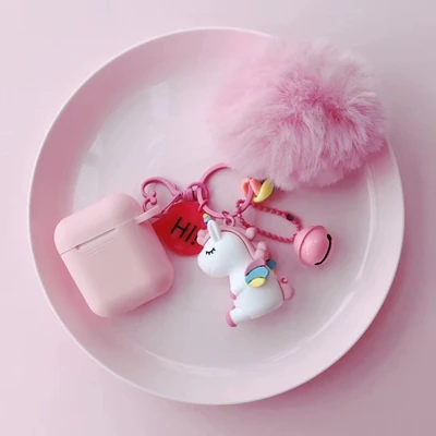 Милый мультяшный Единорог Мягкий силиконовый Bluetooth беспроводной Чехол для наушников для Apple AirPods плюшевый шар кукла коробка гарнитура - Цвет: Photo Color