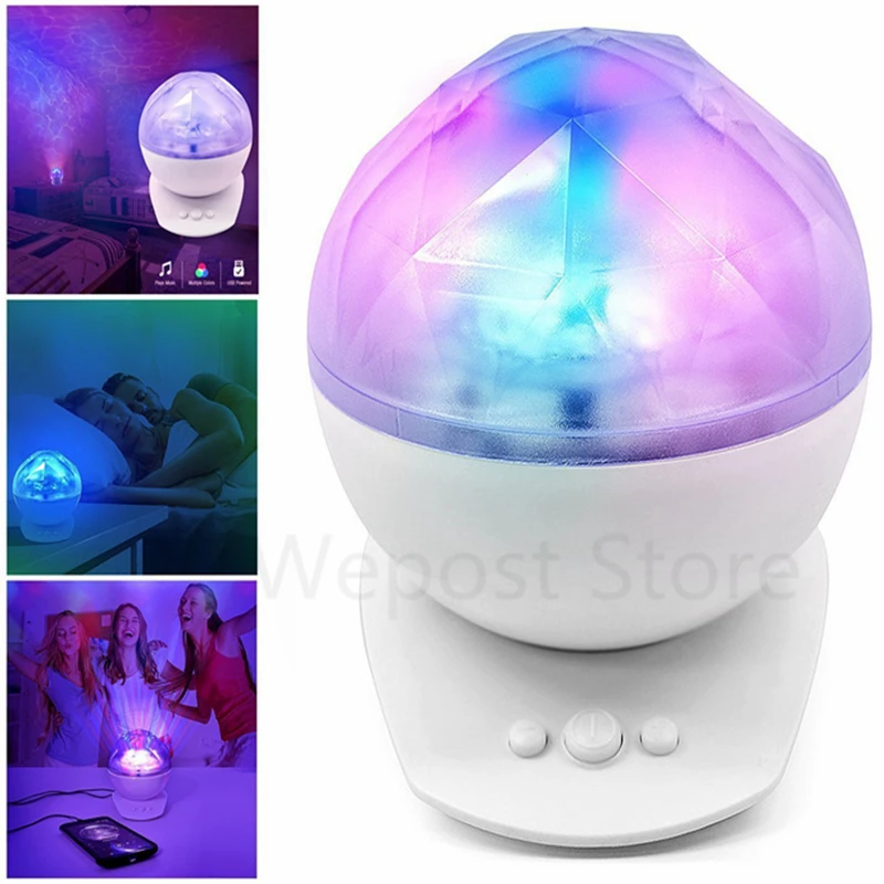 

Diamond Aurora Borealis Music Projector with Speaker for Northern Light Projection Lamp 8 Colors Plug Charged Romantic Gift