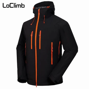 

LoClimb Plus Size Men's Hiking Jacket Men Waterproof Outdoor Sport Softshell Coat For Spring Trekking Climbing Ski Hooded,AM101