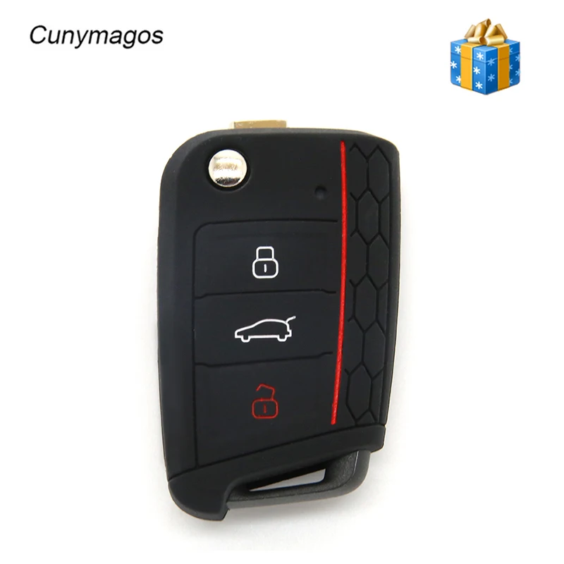 

Silicone car key cover Volkswagen Remote Holder Case FOB Shell flip Jarket Accessories for 2015 2016 VW GOLF 7 MK7 OCTAVIA A7