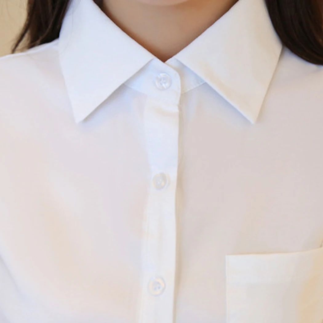 Модная женская блузка, рубашки с отложным воротником, Блузы без рукавов с карманами, офисные блузки для девушек, OL Топы для женщин белого и синего цвета