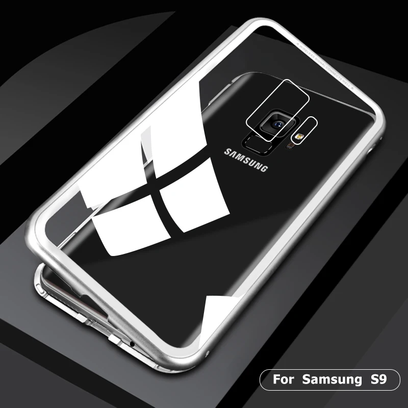 Магнитный адсорбционный чехол для samsung Galaxy S9 S8 Plus Note 8 9 металлические бамперы закаленное стекло задняя крышка для samsung S8 чехол Capa