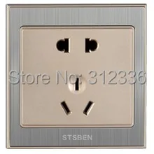 Международный стандарт 5 отверстий настенной розетки Мощность шампанское цвет золотистый гнездо популярная нержавеющей Drawbench