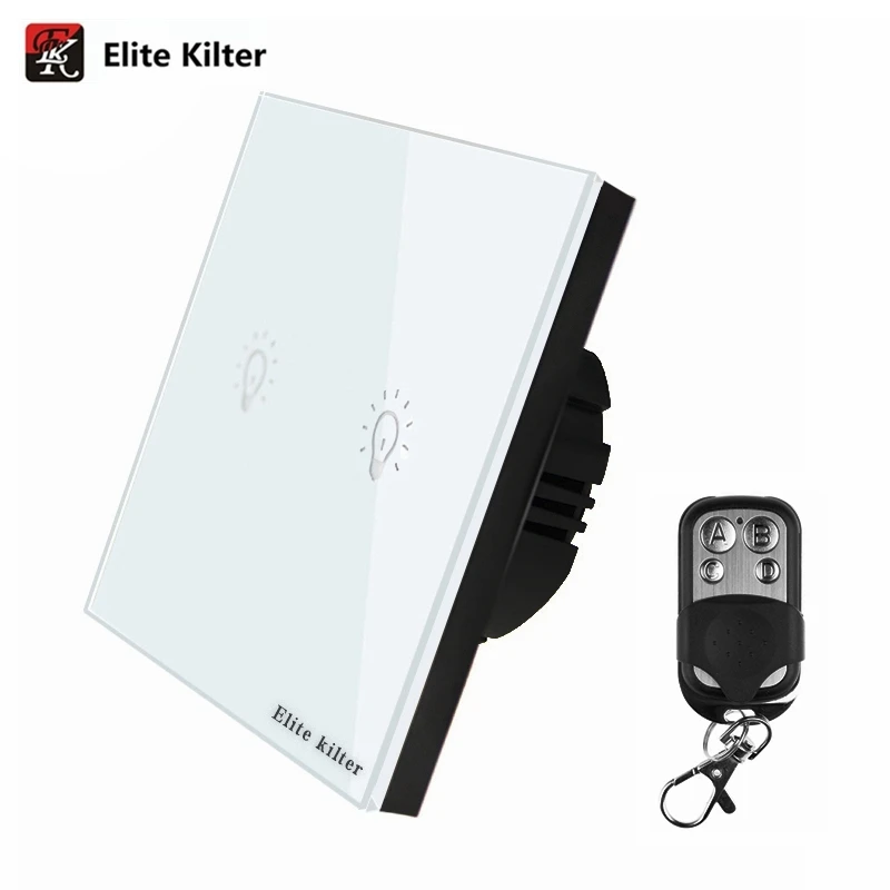 

Elite Kilter EU Standard Remote Switch, 170~220V Wall Light Remote Touch Switch With Mini Remote Controller, 2 Gang 1 Way