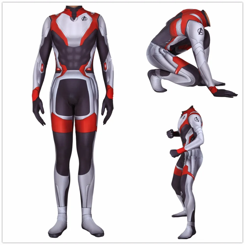 Superhero Avengers Endgame Quantum Realm Cosplay Costume Iron Man Captain America Captain Marvel Zentai Jumpsuits Bodysuit Suit