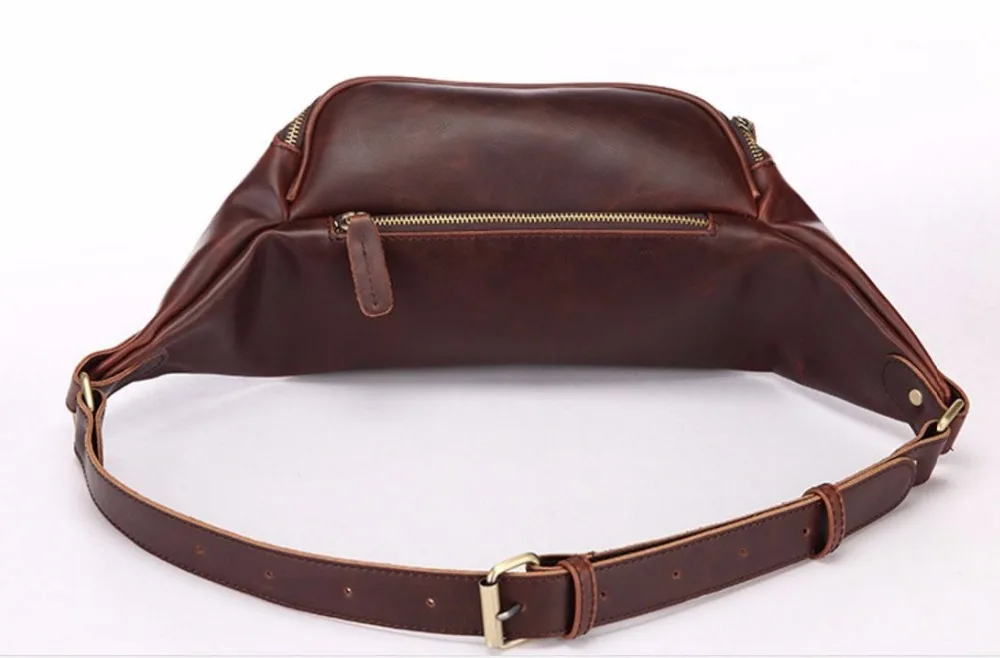 الصلبة رجالي بو الجلود الخصر حزم للرجال براون الجلود حزمة الصدر الذكور حزام حقيبة crossbody واحد الكتف حقيبة متعددة جيوب