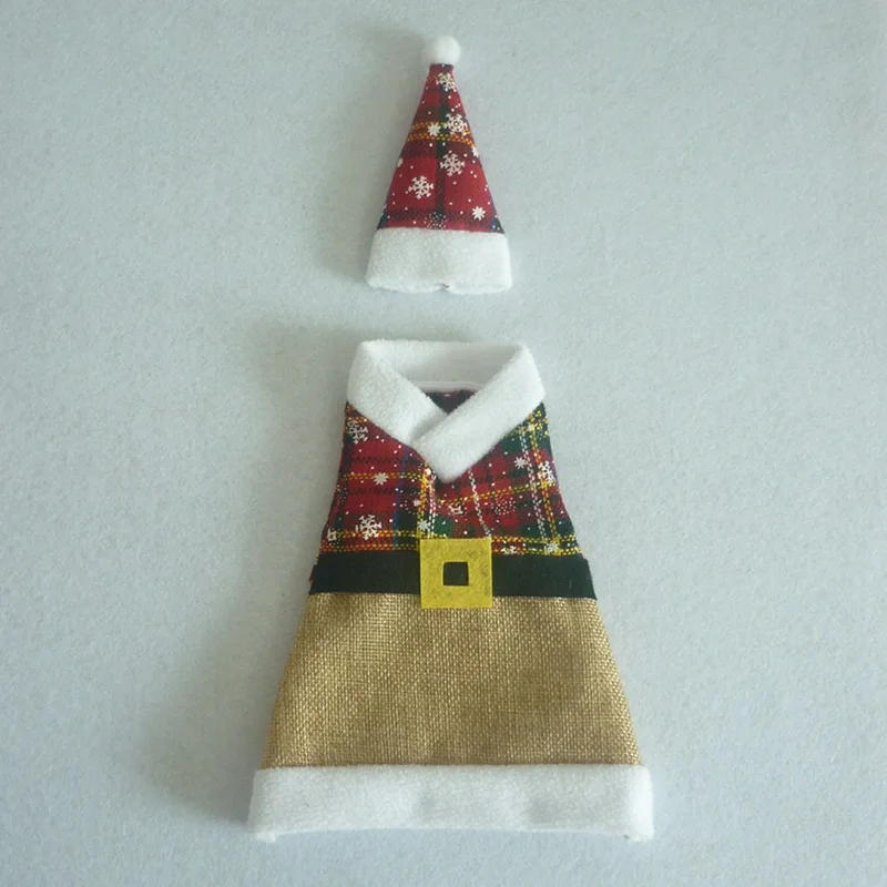 Один комплект рождественские украшения винный свитер на бутылку сумка Санта Клаус Вязание шапки на год Рождество домашний ужин вечерние Декор - Цвет: 88RD2