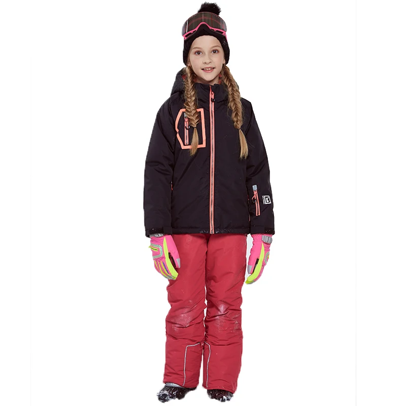 

2019 Winter Girls Suits Windproof Jackets Overalls Kids Snow Sets Outdoor Sport Skiing Outfits Waterproof Children Clothing Sets