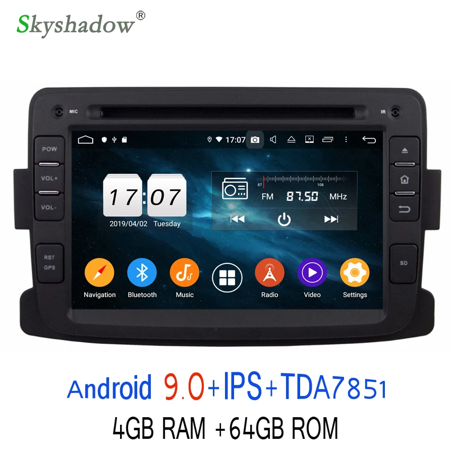 DSP TDA7851 HD Android 9,0 для Renault Duster 2012 2013 64 Гб rom автомобильный dvd-плеер gps ГЛОНАСС карта RDS радио wifi Bluetooth 4,2
