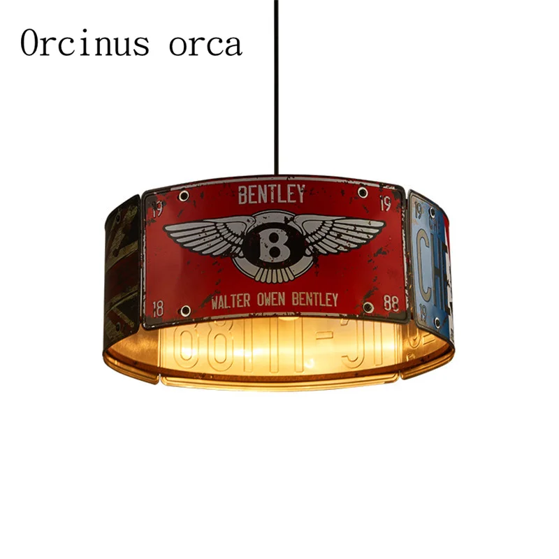 

Nordic retro industrial wind creative license plate chandelier coffee bar iron Chandelier Postage free