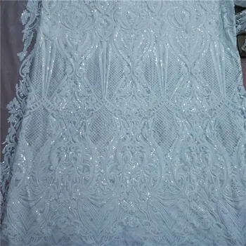 

white African Lace Fabric with sequins high quality Nigerian Lace Fabric french tulle lace 450*135cm/lot white sequin fabric