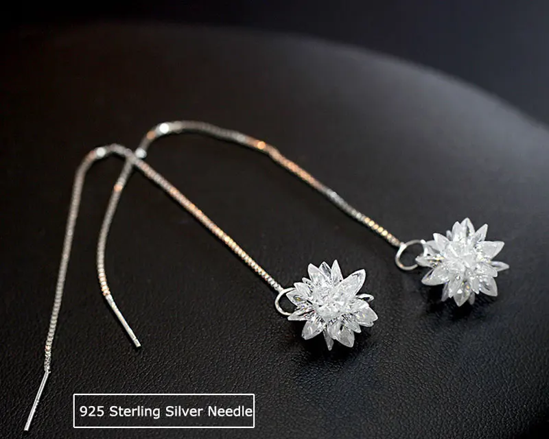 Висячие Серьги Для Женщин Ice Цветок CZ Серьги с Каменными boucles d'oreilles Падение Серьги Снежинка Длинные Женщины Ювелирные Изделия серьги висячие серьги серьги снежинки