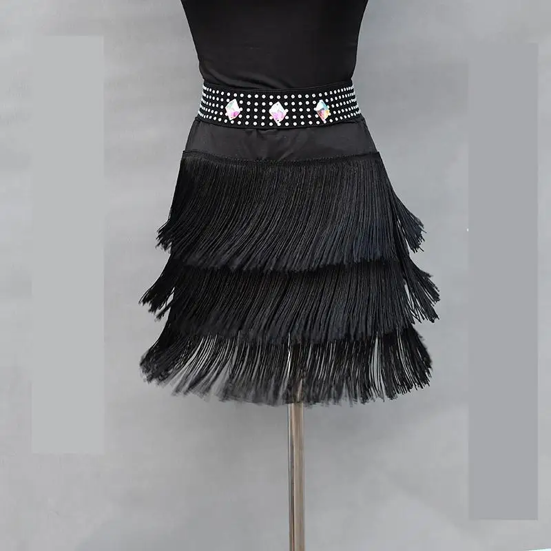 

New Latin Dance Skirt Adult female Rumba Samba Tango Ballroom Latin Tap Dance Dress Women Stage Costume Performance Tassel Skirt