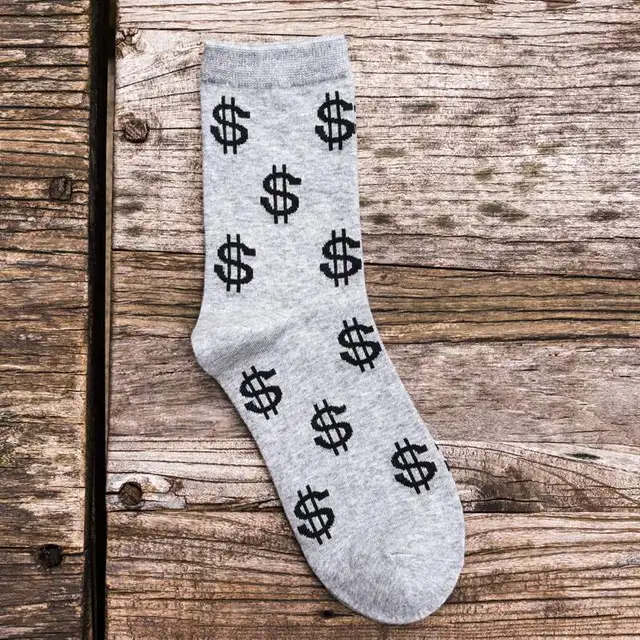 Novelty Men's Long Socks Harajuku Money Dollar Pattern Socks Funny