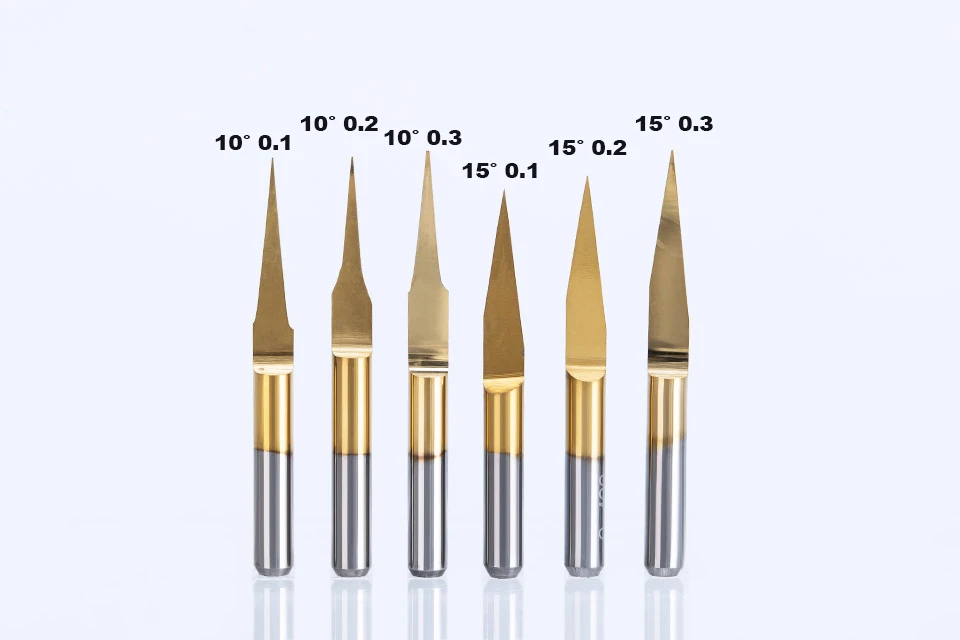 Huhao 10 шт./лот 3.175 мм Гравировка Биты ЧПУ 10 градусов-90 фрезы твердосплавные фреза титановое покрытие ЧПУ Инструменты