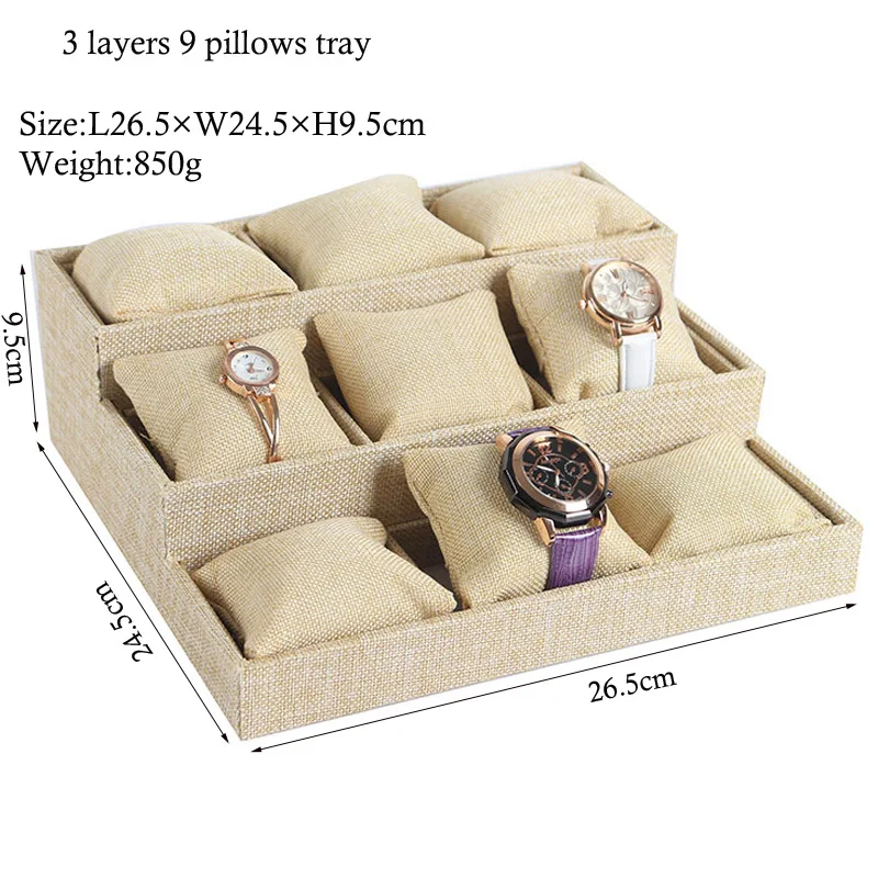 

Luxury Gray/Black Velvet Jewelry Display Tray With 3 Layers Pillow For Bangle Bracelet Watch Stand Holder Show Case New Arrival