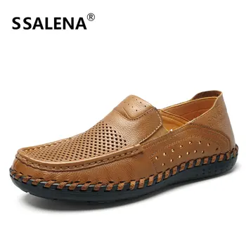

Men Flats Leather Casual Shoes Male Hollow Mesh Breathable Outdoor Oxford Shoes Men Comfortable Non Slip Quality Shoes AA52059
