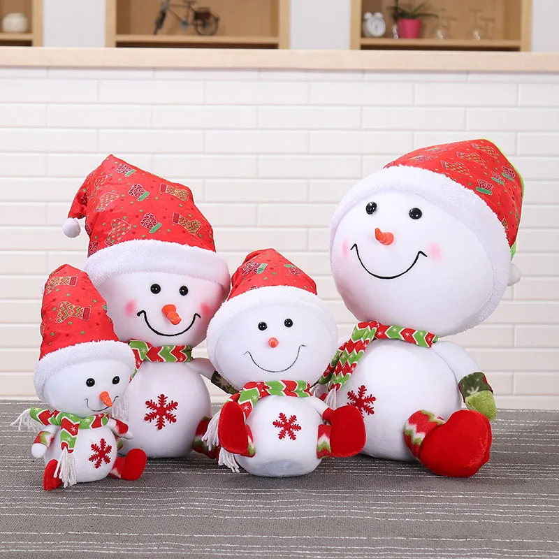 

Christmas Ornaments Fabric Snowman Doll Big Head Sitting Snowman Christmas Tree Decoration Doll Doll