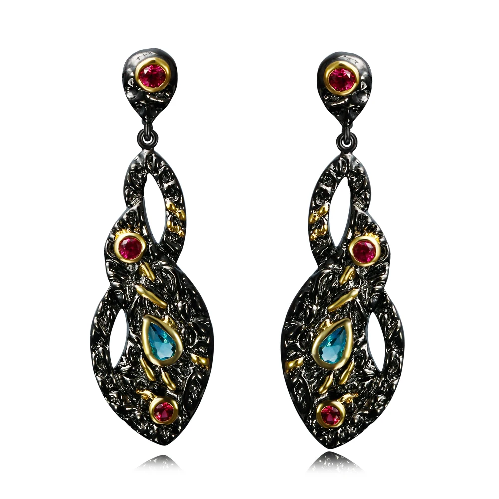 Multi color earings jewelry for women black leaf design ...