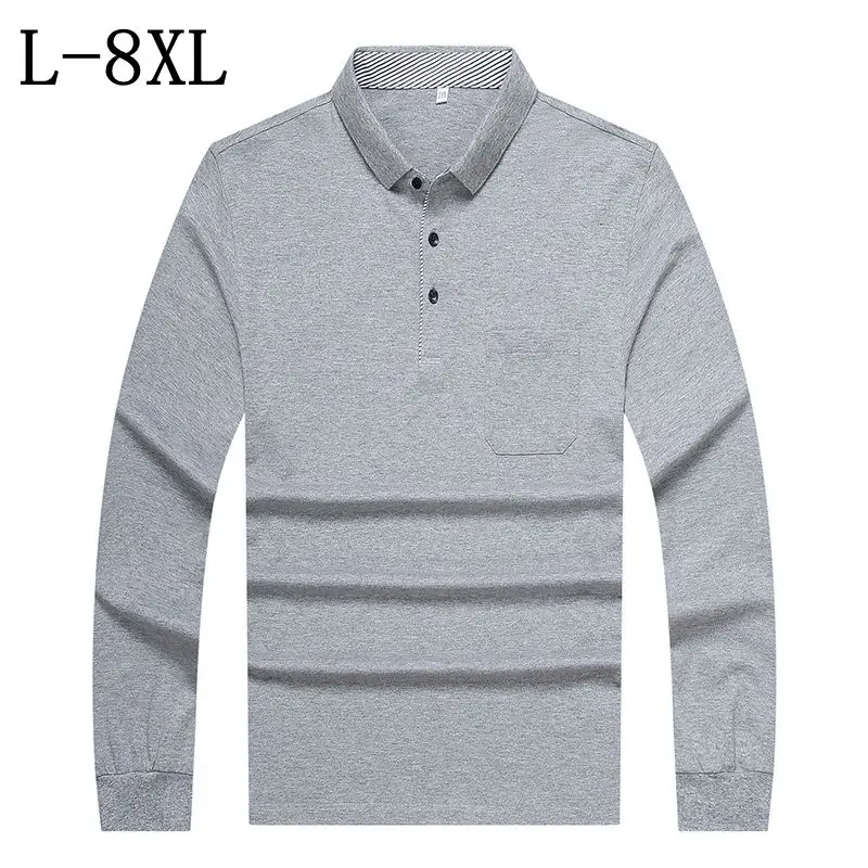 Размеры 6XL 7XL Новинка года, осень, английский стильная футболка поло Для мужчин с длинным рукавом мужская домашняя кофта с круглым горлом, футболки-поло высокое качество camisa рубашка поло мужская