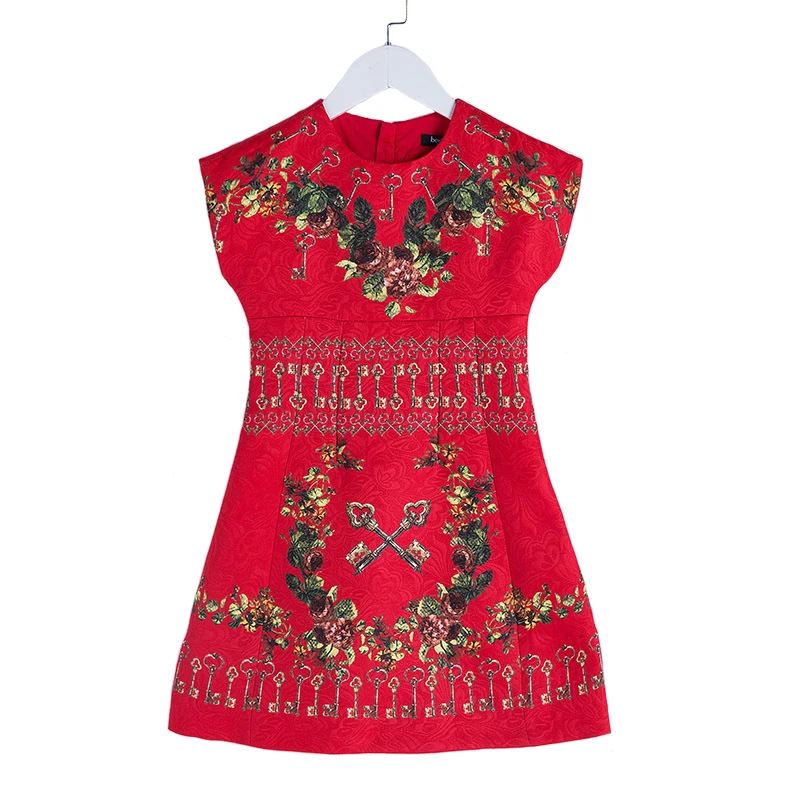 

Floral Girls Dress Children Winter\autumn Plus Thick Cotton Embroidery Princess Vestido for Christmas Clothing 4y-14y