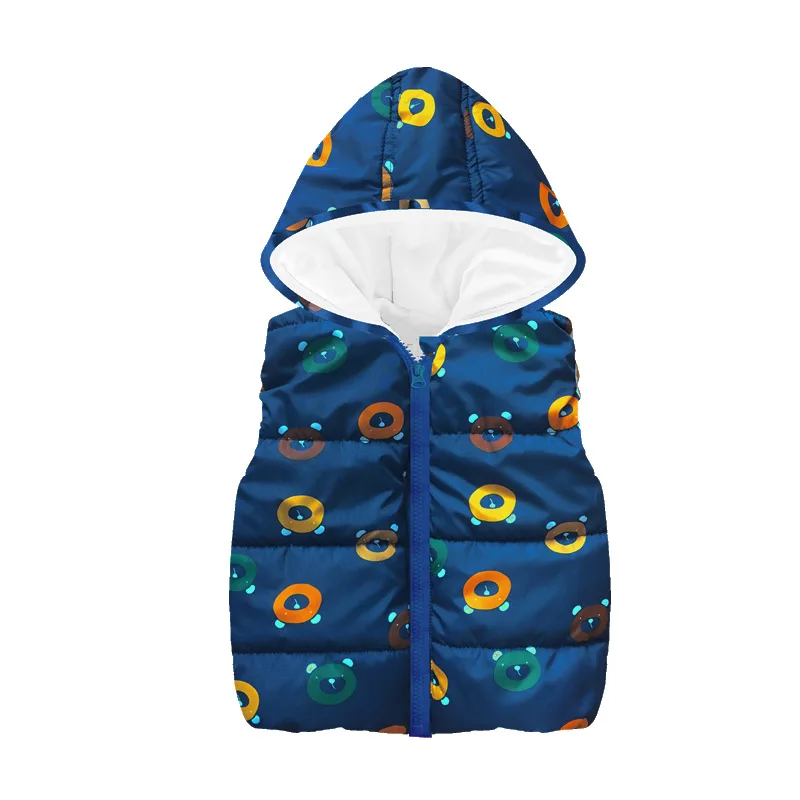 Autumn Winter Girls Vests Children's Cotton Warm Coat Baby Boy Dinosaur Hooded Waistcoat Kids Cartoon Cute Outerwear Clothing Outerwear & Coats luxury