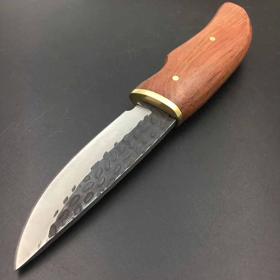 Деревянная ручка+ углеродистая сталь Открытый походный Нож портативные охотничьи ножи для выживания фиксированное лезвие инструмент для кемпинга