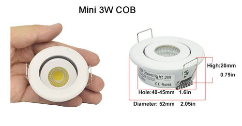 20 шт. COB мини 3 Вт 5 Вт 7 Вт 10 Вт Светодиодный точечный светильник с регулируемой яркостью встраиваемый Точечный светильник для прихожая, ванная и т. д