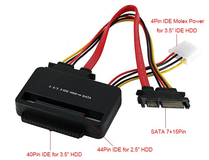 SATA 7 + 15 22Pin к 2.5 44Pin 3.5 IDE 40Pin с 4Pin Molex Адаптер Питания Преобразователя Кабель HDD