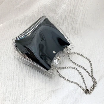 

Women Transparent Bucket Bag Clear PVC Jelly Small Shoulder Bag Female Chain Crossbody Messenger Bags New Beach Luxury Handbag