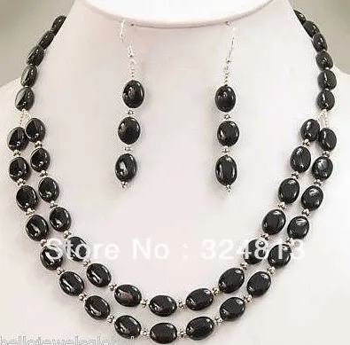 

Hot sell Noble- hot sell new - BEAUTIFUL! BLACK ONYX NECKLACE +EARRING SET
