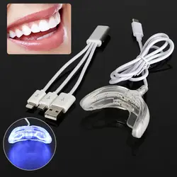 Портативный отбеливания зубов устройство с 16 светодиодов синий свет лампы 3 порта USB кабеля Отбеливание Зубов Whitener стоматологический