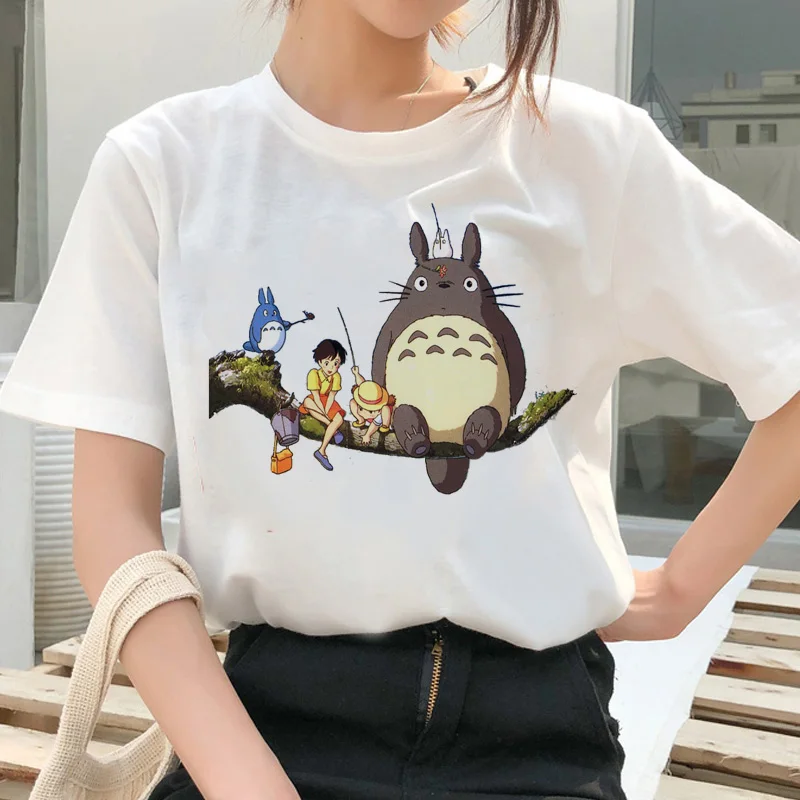 Футболка с рисунком из мультфильма «дух вдали Тоторо», женская футболка с изображением японского аниме, женская футболка kawaii Studio Ghibli Miyazaki Hayao femme