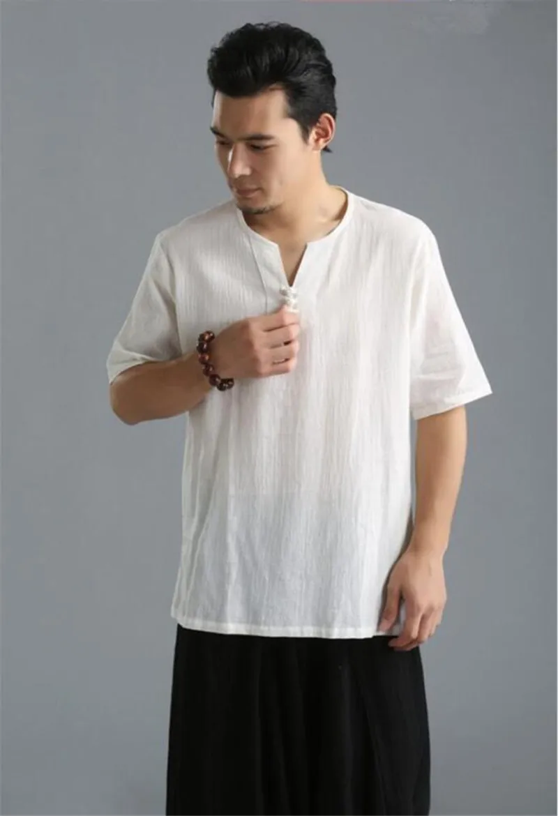 2019 Новая летняя брендовая рубашка мужская с коротким рукавом Свободные тонкие хлопковые полотняная Мужская рубашка модные однотонные