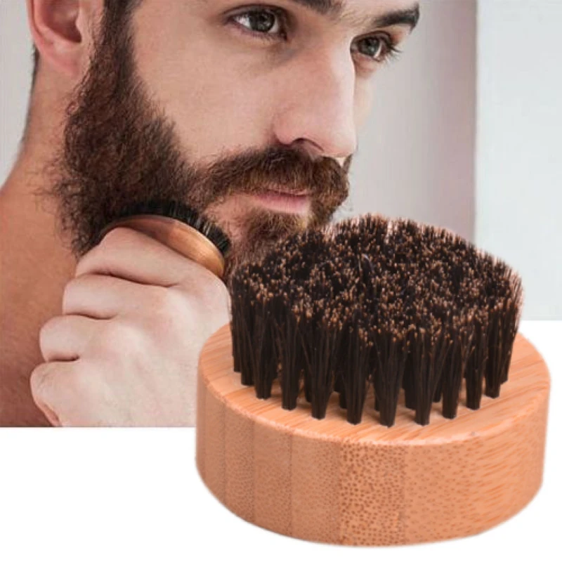 Shellhard 1pc Portable Beard Brush Mens Boar Bristles Comb Mustache