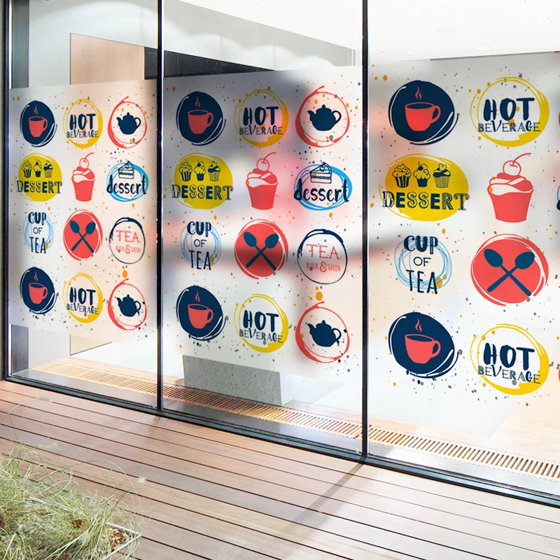 

Free Custom Stained Static Cling Window Film Frosted Opaque Privacy Glass Sticker Home Decor Digital print BLT123 Corner of Cafe