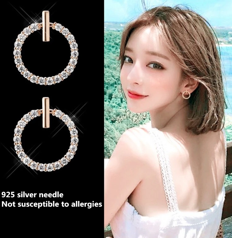 S925 Silver Needle Individuality Simple Baitao Earrings Anti-allergy Circle Delicate Mini Eardrop Woman (9)