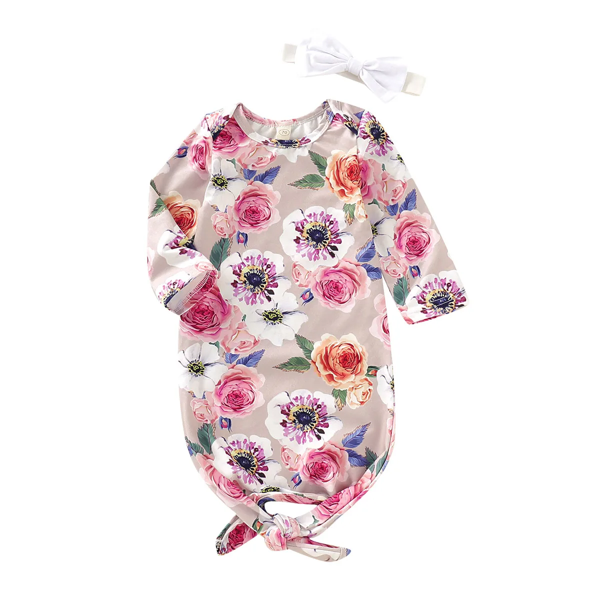 

2Pcs/Set Newborn Swaddle Blanket Baby Cotton Sleeping Bag Head Wrap Headband