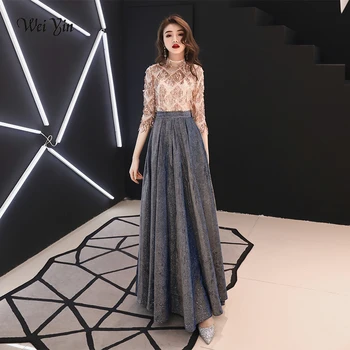 

weiyin 2020 Formal Evening Dresses A-line Half Sleeve Sequined Zipper Fashion Designer Formal Dress WY1263