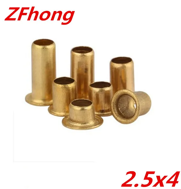 500pcs 2.5x4mm 2.5mm tubular rivets round head copper brass hollow