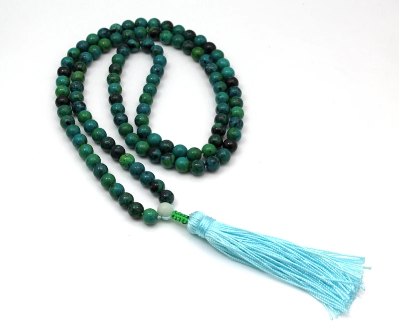 Natural 6mm, 8mm Stone Buddhist 108 Prayer Beads Mala Bracelet Necklace
