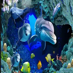 Прямая поставка Colomac синие обои подводный мир, дельфин обои росписи Бумага стены гостиной Papel Para сравнению