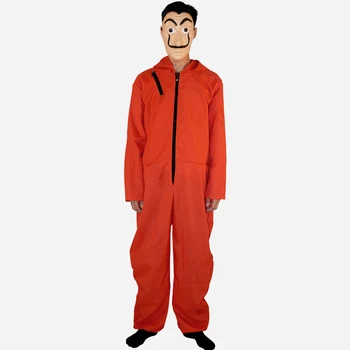 

Cosplay Banknote House Halloween Costume For Men And Women Role-Playing Costume Red Jumpsuit Clown Costume With Mask Accessories