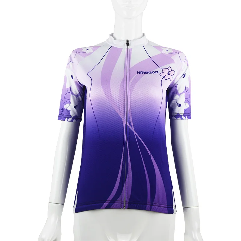 HIRBGOD, фиолетовый цветок, женские майки для велоспорта, короткий рукав, летняя, быстросохнущая, дышащая, для горного велосипеда, одежда Ropa Ciclismo, NR222