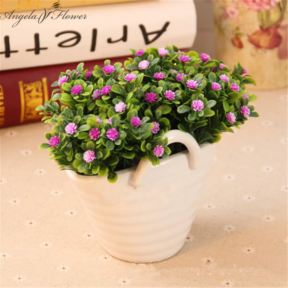 one set mini artificial miraflor flower green plant silk flower with basket ceramic vase one set mini artificial miraflor flower green plant silk flower with basket ceramic vase