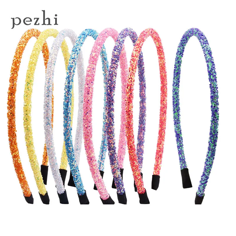 

Fashionable sparkling pink hair hoop simple Headwear personality sequins Headpiece girls hair jewelry HairAccessories