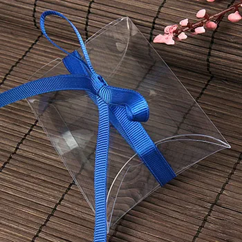 

2.5*6.5*9cm 50Pcs/Lot Event Clear PVC Plastic Birthday Gift Pillow Packing Box Wedding Favor Sweet Chocolate Candy Package Boxes